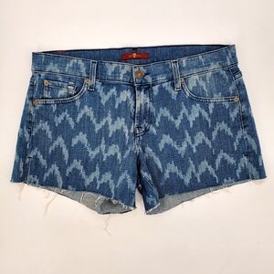 7 For All Mankind Chevron Print Denim Shorts